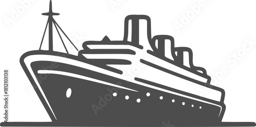 Vintage Ocean Liner Cruise Ship Silhouette Icon