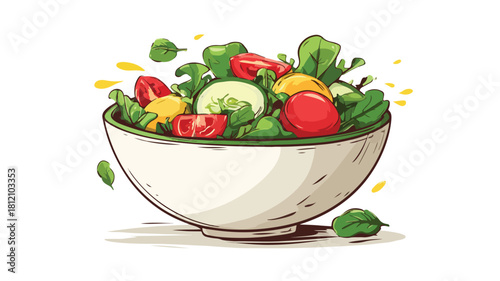 Vibrant Fresh Salad Bowl with Healthy Mixed Ingredients for Clean Eating Concept