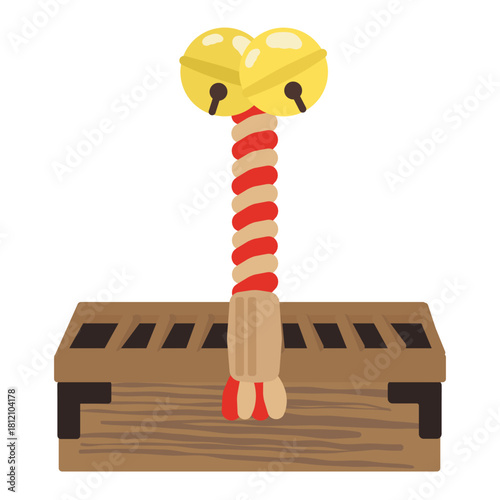 お賽銭箱（奉納）と鈴緒　イラスト