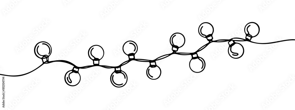 Obraz premium Hand-drawn string of lights in a minimalist style on white background — stock illustration.