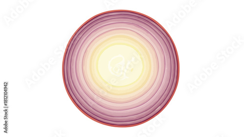 Top view of a sliced red onion with concentric rings