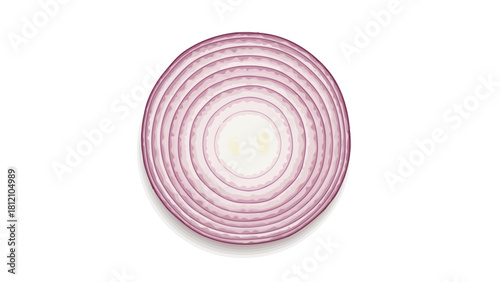 Topdown view of a red onion slice with concentric rings