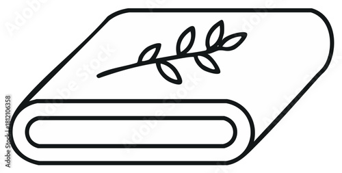 Rolled Fabric Material with Olive Branch Design Outline