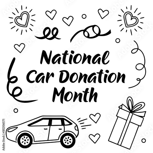 NATIONAL CAR DONATION MONTH vector illustration isolated on white background