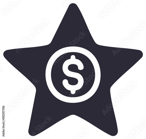 Star with Dollar Currency Sign Symbol Vector Illustration Reward Program Finance