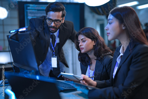 A senior IT specialist guides a new female software developer through the company's system architecture, providing hands-on support during her technical onboarding in a modern tech hub.