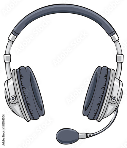 Headset with Microphone Vector Illustration for Communication or Gaming
