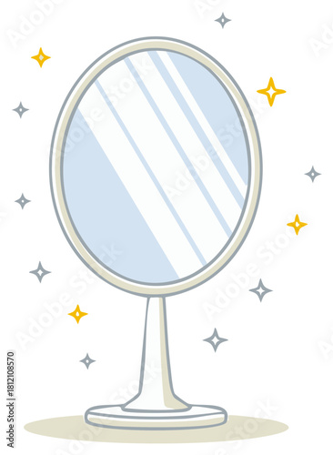 Elegant Oval Mirror with Stand Accented with Sparkling Stars for Beauty Reflection