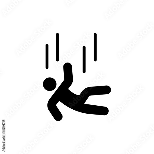 Falling guy. Simple vector icon. Man falling down. Falling down person because of stumbling, slipping, accident, injury. Slippery, danger, risk.Vector illustration