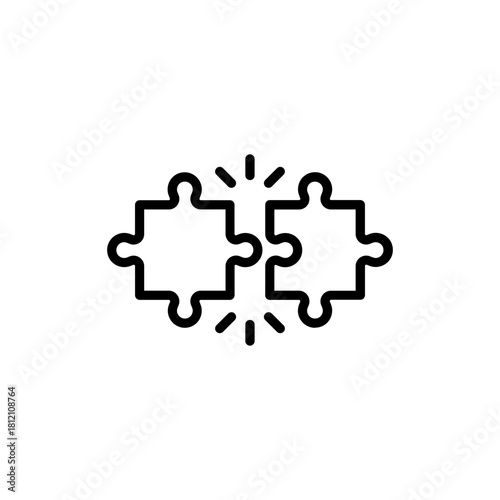 Puzzles connect, linear icon. Line with editable stroke vector illustration eps10.