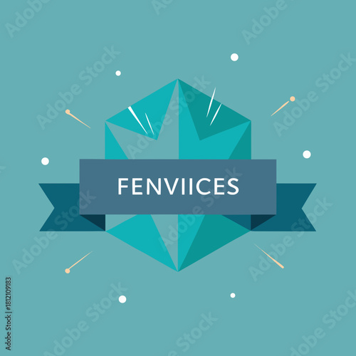 Abstract geometric badge with text isolated on white background