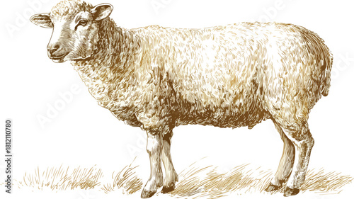 Sheep Ruminant Domestic Mammal Vector Isolated Outline