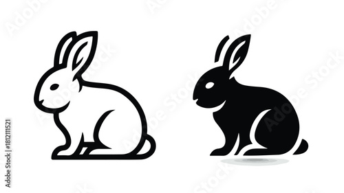 Elegant Solid Rabbit Icon for Domestic Animals Concept - Bunny Vector