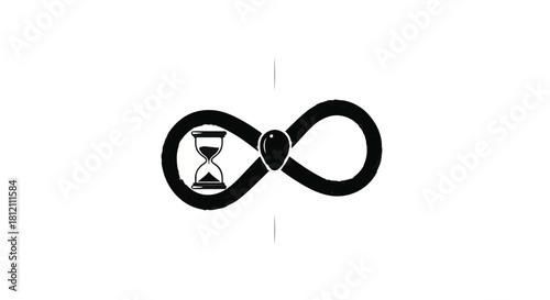 Symbol of infinity with hourglass representing the passage of time and eternity