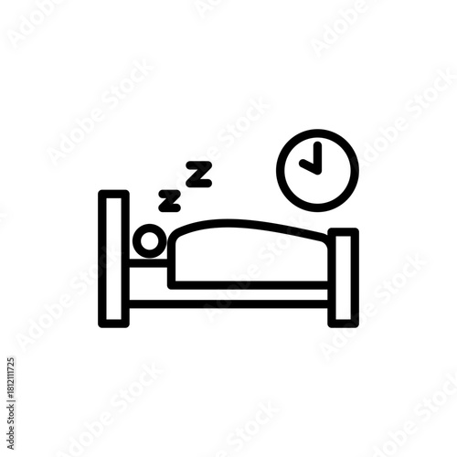 Deep sleep icon. sleeping on Pillow with ZZZ Symbol. Health, Rest and Bedtime Routine Glyph Pictogram. Isolated Vector Illustration