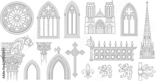 Gothic Architecture Elements Collection
