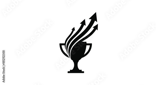 Trophy with ascending arrows symbolizing growth and achievement