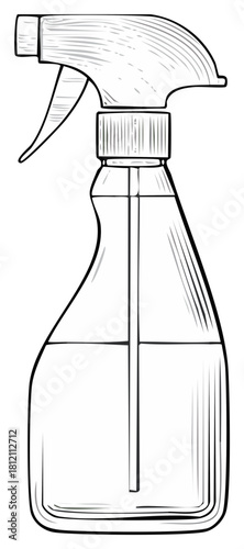 Illustration of Refillable Trigger Spray Bottle for Cleaning Solutions