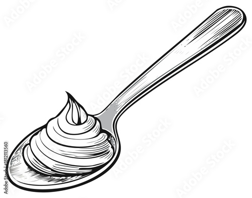 Spoonful of Delicious Creamy Swirls Dessert Topping Food Illustration