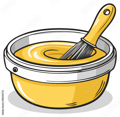 Mixing Batter with Whisk in a Bowl  Cooking Preparation Baking Food Vector Illustration