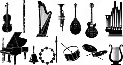 Silhouette Collection of Musical Instruments
