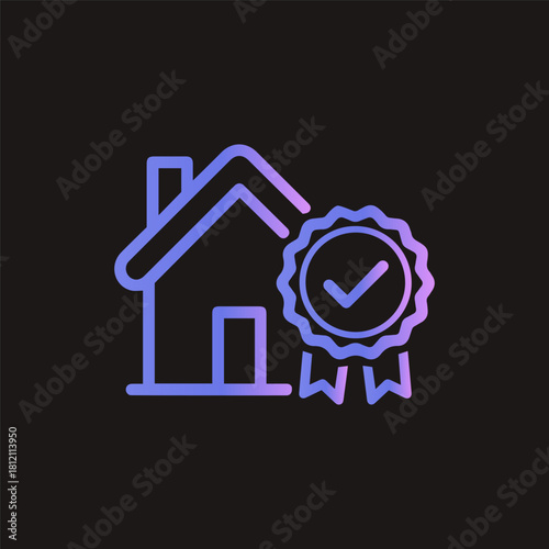 40 verified house icon home certification badge line vector illustration real estate quality guarantee symbol for property assessment, secure housing, or certified building standard