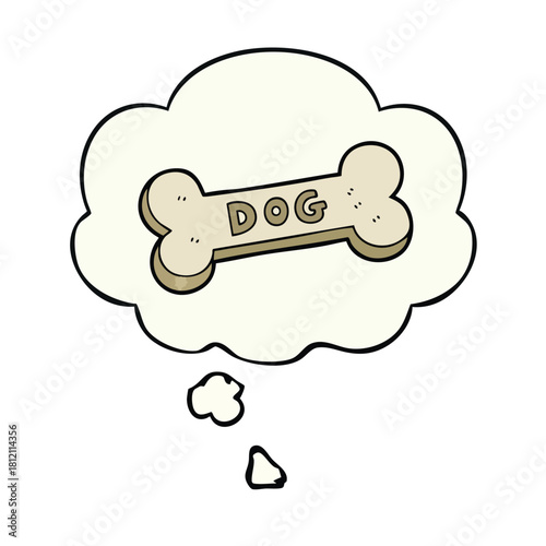 Cartoon Dog Bone Thought Bubble Illustration.