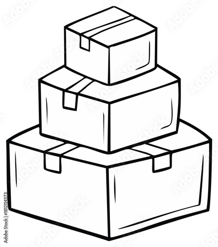 Simple sketch of multiple parcel containers stacked for delivery logistics and product transport