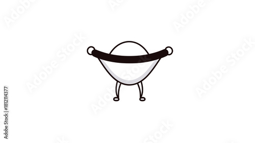 Cute minimalist black and white UFO flying saucer icon illustration on white background, extraterrestrial alien spaceship concept art.