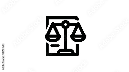 Justice Scale and Document Icon Symbolizing Law, Equity, Regulation, Legal Services, and Compliance