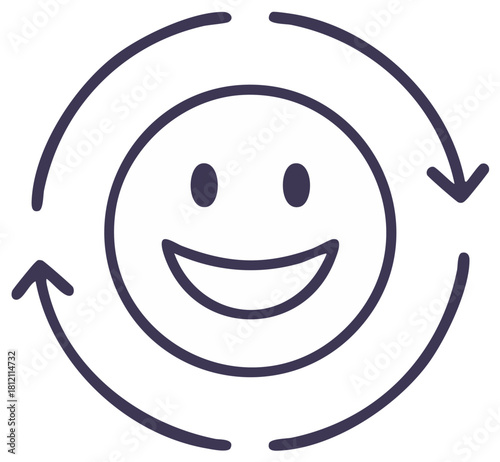 Positive Feedback Loop Icon with a Smiling Face Symbolizing Customer Satisfaction