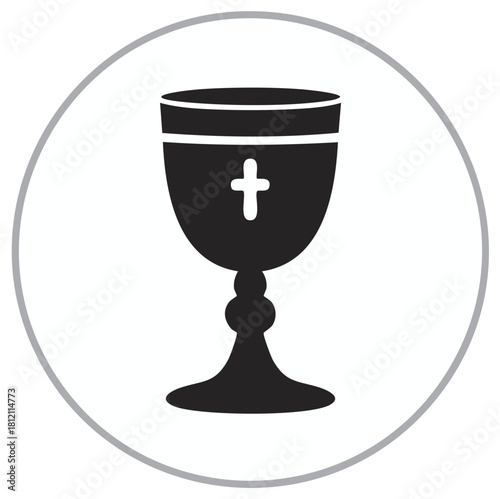 Chalice Vector Icon for Religious Ceremony, Communion Symbol Graphic Design Element