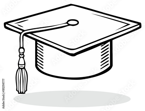 Graduation mortarboard outline illustration signifying higher education success