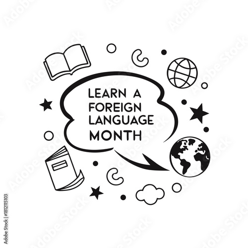 LEARN A FOREIGN LANGUAGE MONTH vector illustration 