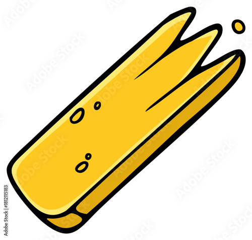 Cartoon illustration of a stylized yellow comb with three prongs
