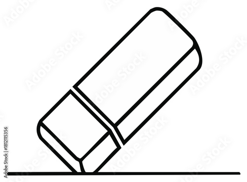 Black and White Eraser Simple Line Art on Table Illustration