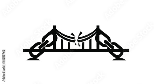 Symbolic illustration of a broken bridge representing connection severance and overcoming obstacles.