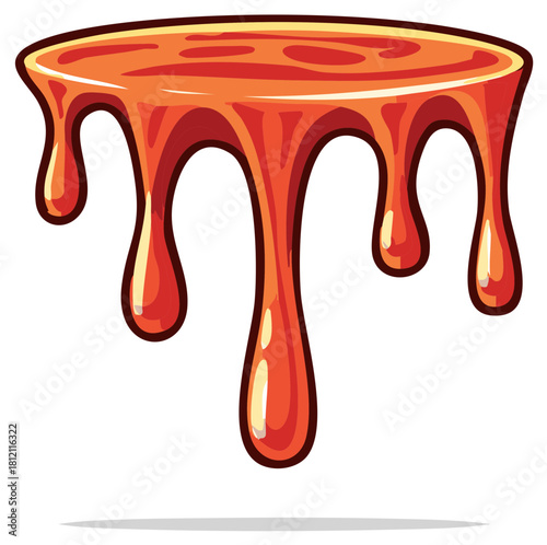 Cartoonish Dripping Sauce Illustration, Abstract Image of Flowing Liquid, Thick Sticky Substance, Sweet Topping Illustration