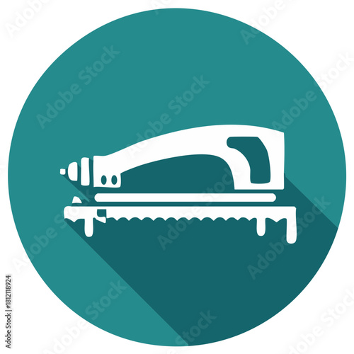 Hand Saw Silhouette on Teal, Carpentry Tool Graphics, Construction Elements