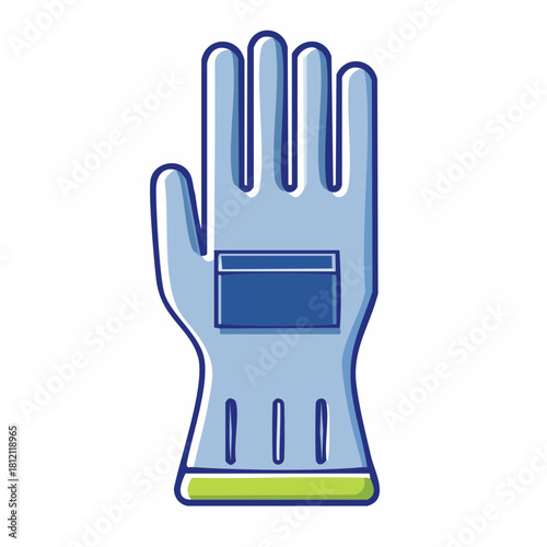 Blue work glove safety protection industrial cleaning utility equipment illustration vector