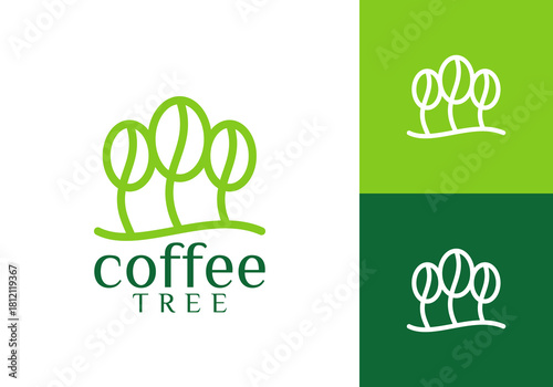 seed tree coffee logo. nature farm agriculture vector design concept
