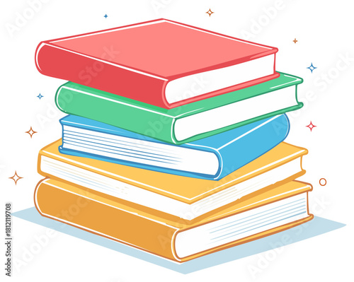 Stacked Colorful Books Representing Knowledge And Learning