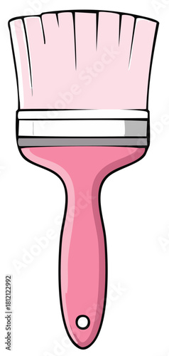 Pink Paint Brush Illustration for Art, Home Improvement, and Creative Projects
