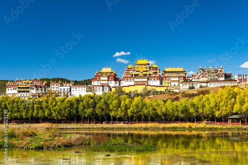 Beautiful landscape of Songzanlin Monastery, Yunnan, China.