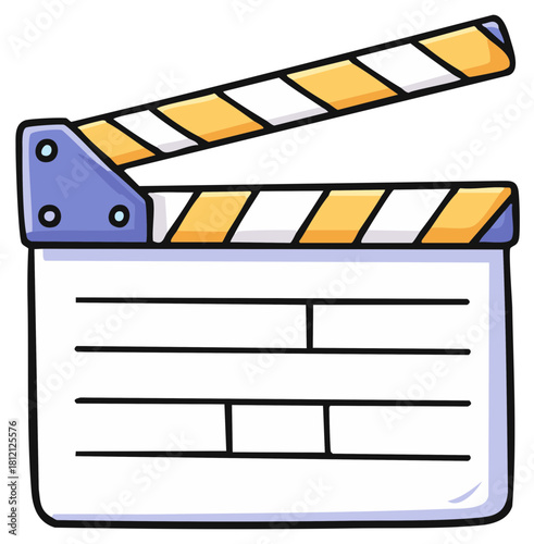 Cartoon Movie Clapperboard Open Hand Drawn Illustration for Film Production