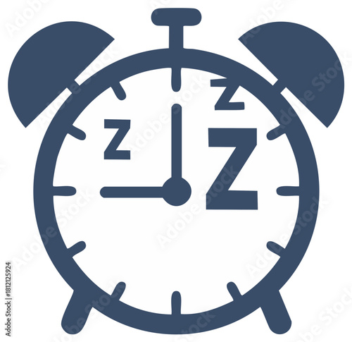 Blue Alarm Clock Icon with Z Letters Representing Sleep or Snooze Time for Waking Up