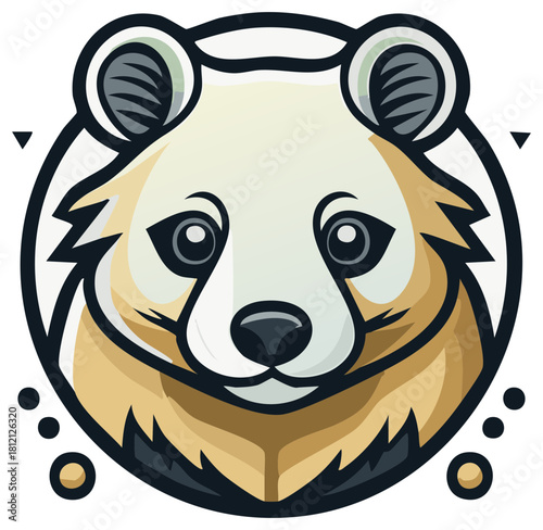 Stylized Panda Bear Head Vector Graphic, Animal Symbol Mascot, Wildlife Icon