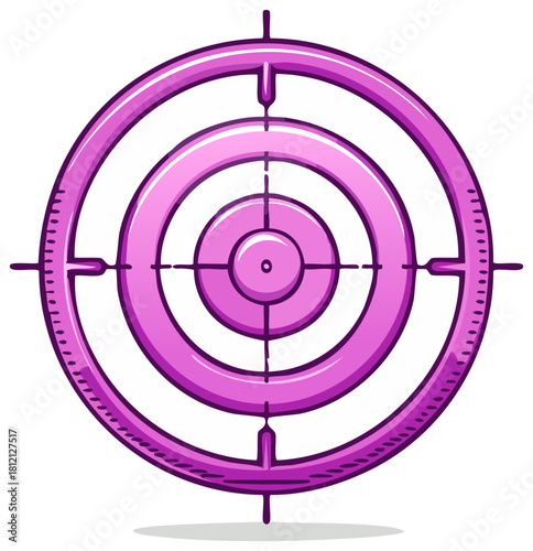 Pink target with aim crosshairs and radial markings graphic illustration