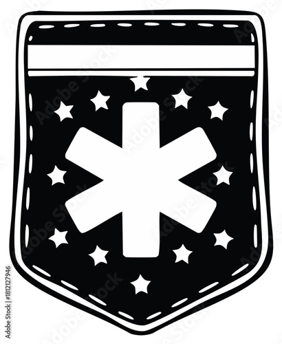 Emergency Medical Star of Life Shield Badge with Stars and Stripes Graphic