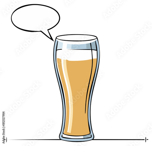 Talking Beer Glass Illustration with a Blank Speech Bubble for Text